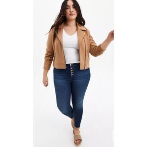 Torrid Faux Suede Stretch Moto Jacket
